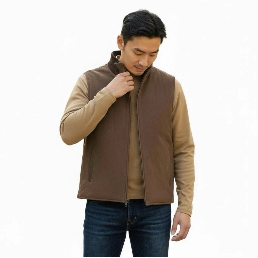Daniel Cremieux Signature Collection Brown Wool Cashmere Reversible Vest Sz XXL